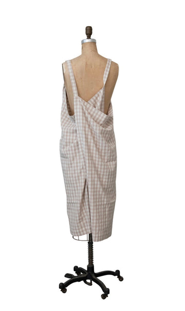 PLAID WOVEN COTTON CROSS BACK APRON WITH ADJUSTABLE STRAPS Aprons Creative Coop