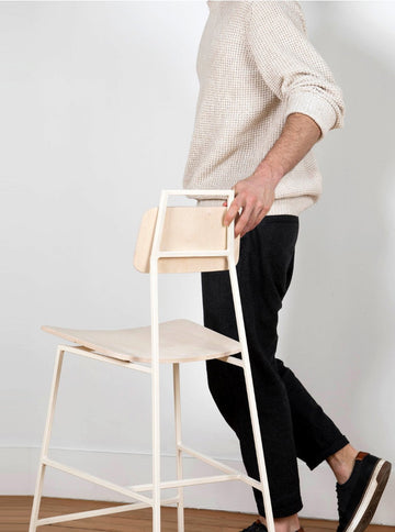 STOOL FLOE HAUTE living-furniture Appareil Atelier Bar Height 31" InStock Off White upholstered