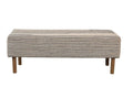 BENCH WITH UPHOLSTERED WOVEN COTTON  DHURRIE TOP & OAK WOOD LEGS living-furniture Creative Coop   