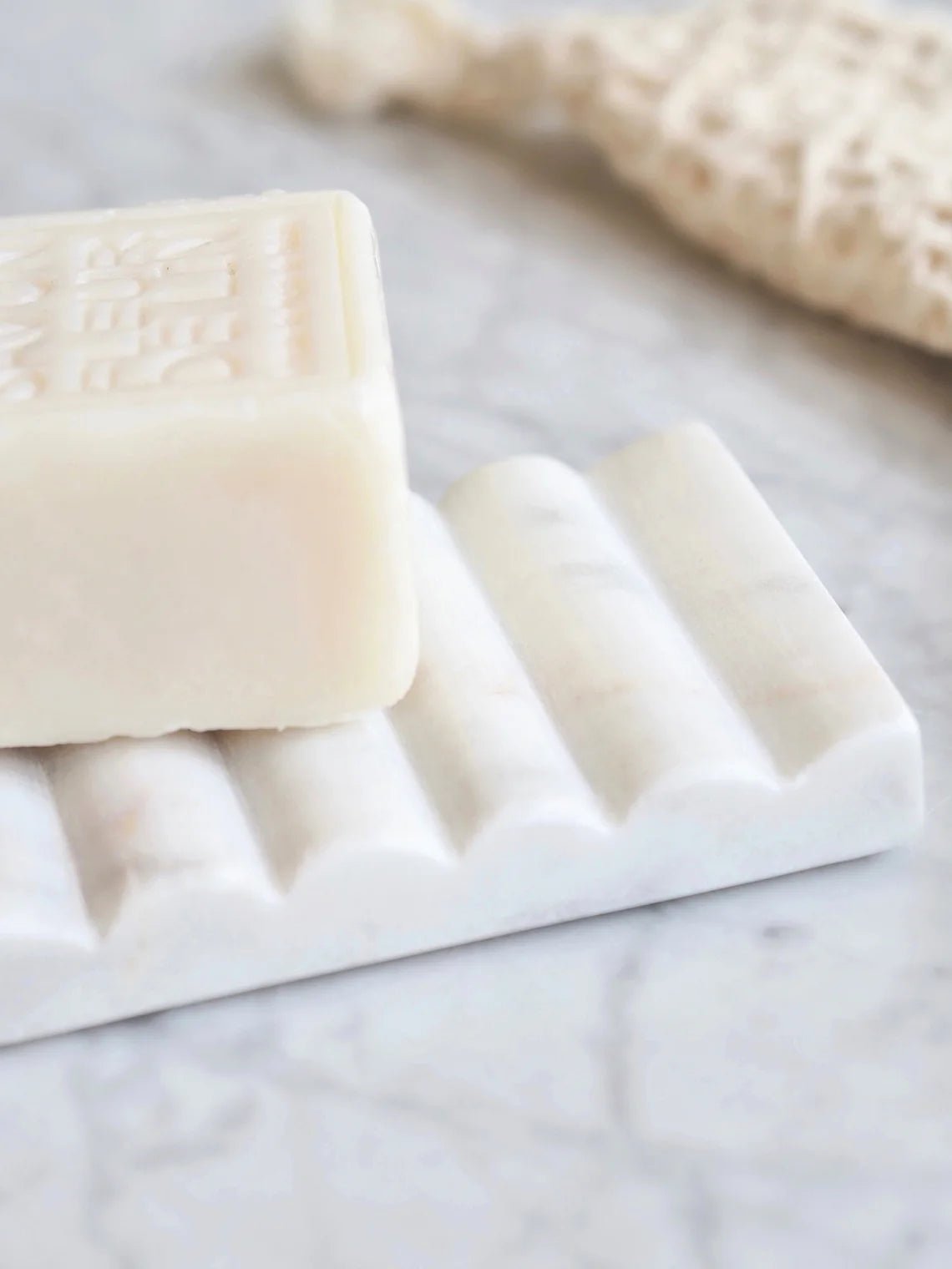 CARVED MARBLE SOAP DISH, WHITE living-homeaccents Creative Coop   