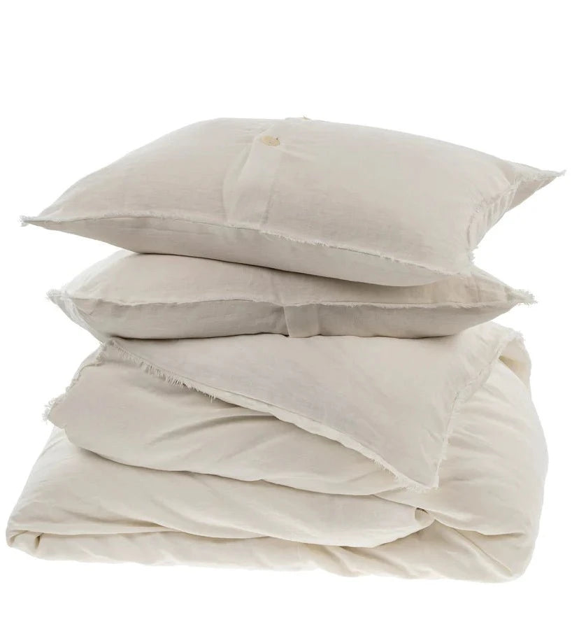 LINA LINEN DUVET SET, IVORY living-bedding Indaba trading co QUEEN  