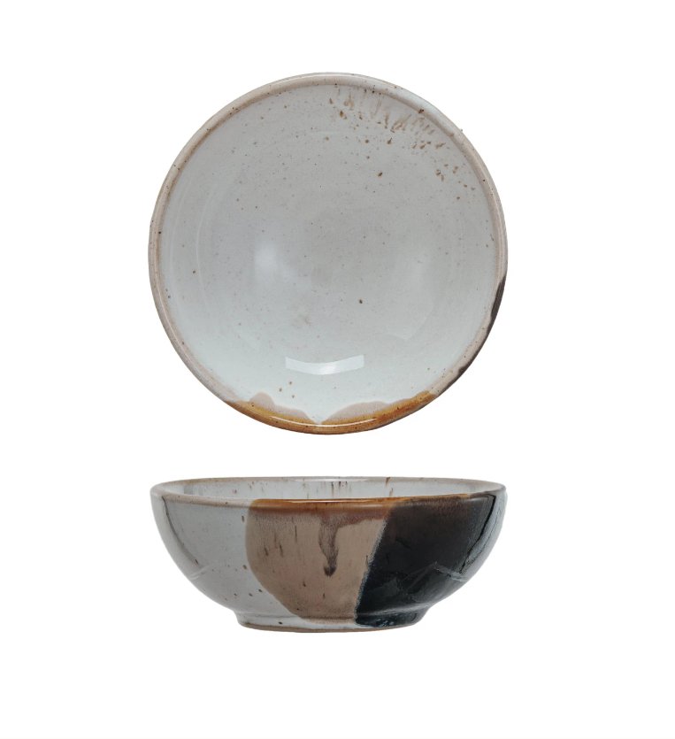 STONEWARE BOWL, REACTIVE GLAZE, BLUE & TAN COLOR Dining-Kitchenware Bloomingville   