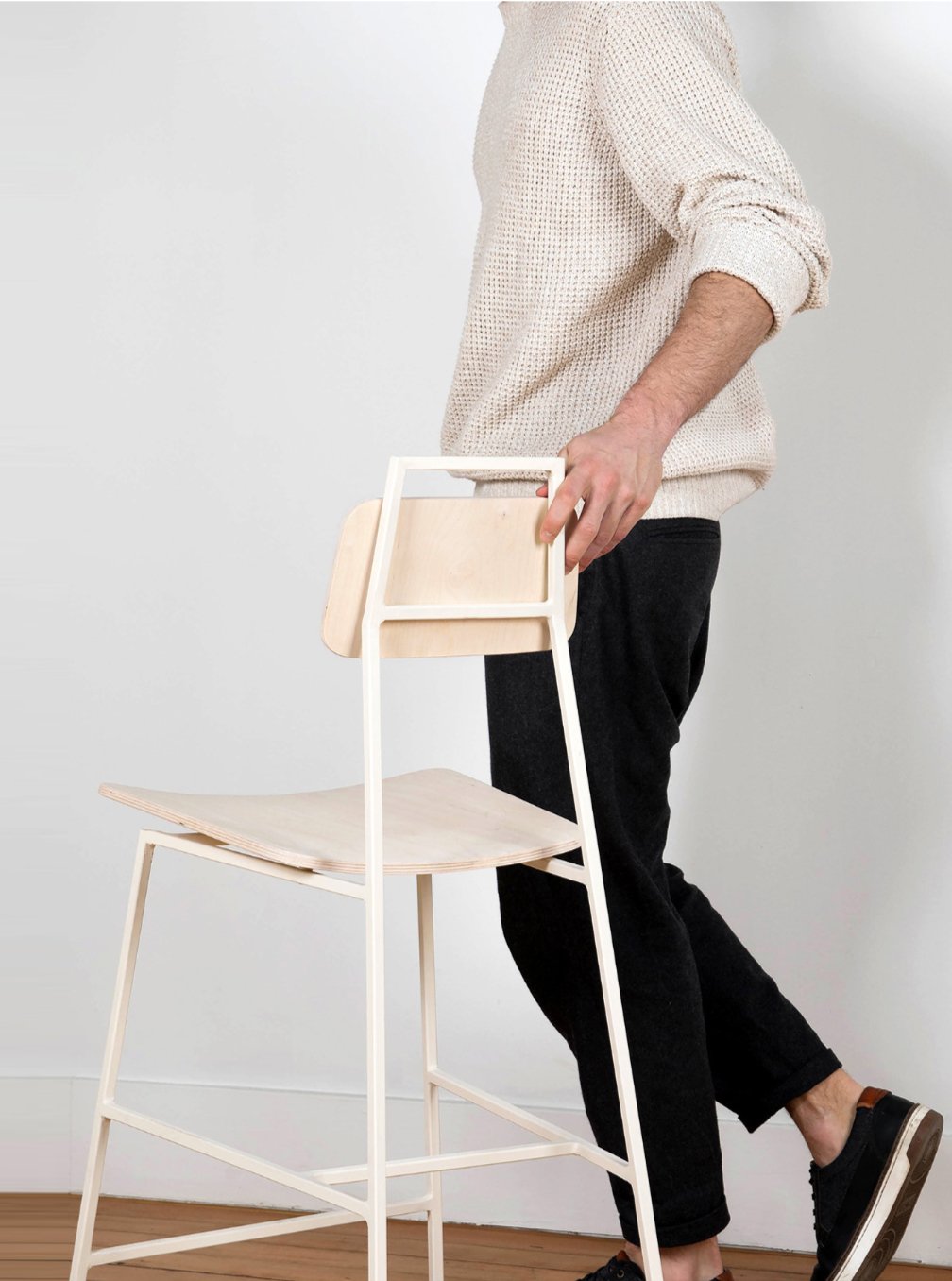 STOOL FLOE HAUTE living-furniture Appareil Atelier Bar Height 31" InStock Off White upholstered
