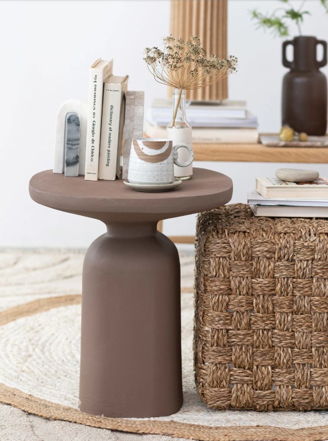 TEXTURED ALUMINUM SIDE TABLE, MATTE MINK COLOR living-furniture Bloomingville   