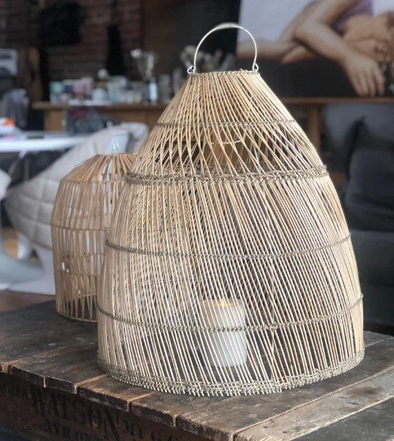 TULUM WICKER BASKET LAMP SHADE living-furniture PepinShop 11.75" D x 14.5" H(31x35cm)  